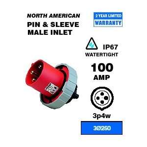   Inlet 100 Amp 250 Volt 3 Phase 3P 4W NA Rated   Blue