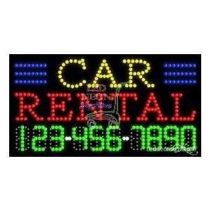 Car Rental LED Business Sign 17 Tall x 32 Wide x 1 Deep