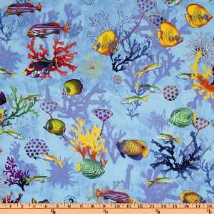   Wide Aqua Under The Sea Blue Fabric By The Yard: Arts, Crafts & Sewing