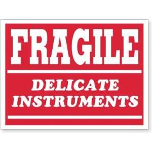   Delicate Instruments (red background) Coated Paper Label, 4 x 3