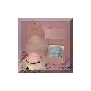  25ea   4 X 4 X 4 Light Salmon Frosted Circle Handle Boxes 