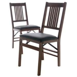  Mission Style Folding Chairs   Set of 2: Home & Kitchen