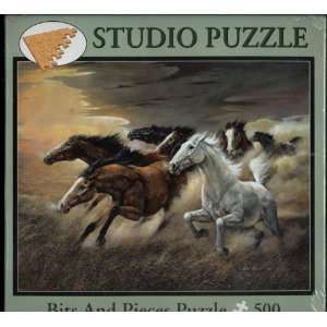   500 Piece Puzzle   Wild Horses By Artist Ruane Manning: Toys & Games