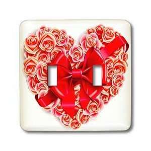   Pink Roses and Big Red Bow   Light Switch Covers   double toggle