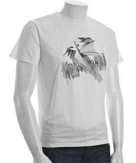 Yves Saint Laurent white cotton logo print crewneck t shirt   