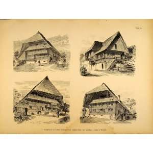  1891 Print Farmhouse Barns Black Forest Guttach Germany 