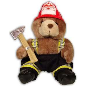  Plush Teddy Bear in Fireman Pants / Plastic Helmet Toys 