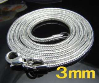  shipping SOLID Silver 3mm snake chains necklace 16 24 N302  