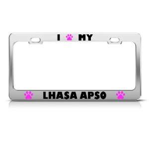 Lhasa Apso Paw Love Pet Dog Metal license plate frame Tag Holder