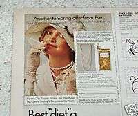 1974 Eve cigarette Cigarettes girl PEARLS smoking AD  