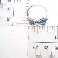 CREATED OPAL BUTTERFLY RING W/ PINK STERLING SILVER S7  