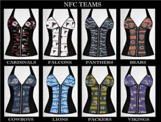 PICK FROM ALL 32 TEAMS SEXY NFL CUSTOM MADE HALTER CORSET & STRAIGHT 
