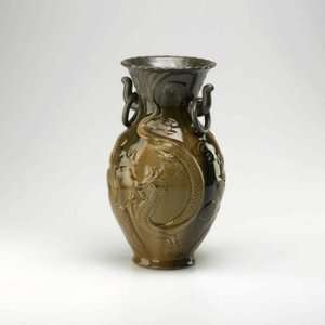   Large Phoenix and Dragon Vase, Tone Glaze Finish