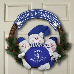   Blue Devils Three Snowmen Happy Holidays Wreath