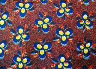 African Fabric 1/2 Yard Cotton RED BLUE YELLOW Abstract  