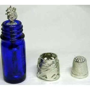   Heirloom Pewter Glass Sewing Compendium Kit Thimble