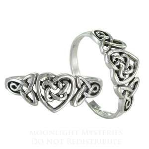   Hidden Pentacle Heart Ring Triquetra Sterling Silver Wiccan sz 4 15