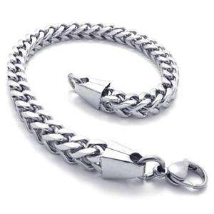 Mens Silver Stainless Steel Bracelet Chain Bangle  