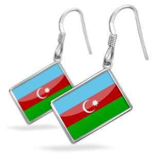  Earrings Azerbaijan Flag with French Sterling Silver 