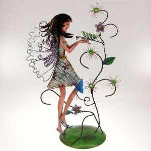   Fairy Jewelry Holder Display Stand Blue All Metal 14H: Home & Kitchen