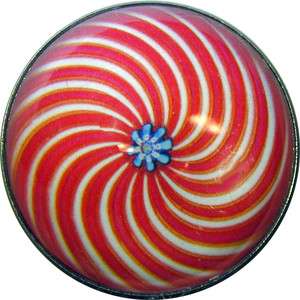 Crystal Dome Button Victorian Paperweight Image Red Spiral VPW 08 