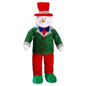 Christmas decoration 2ft tall snowman standing red and green boy doll