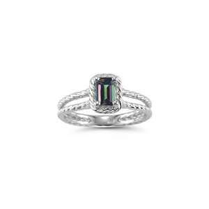  0.49 Cts Mystic Green Topaz Solitaire Ring in 14K White 