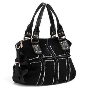   Crystal Rhinestone and Stripes Design Hobo Handbag