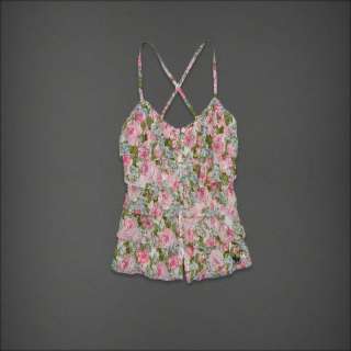 NWT Abercrombie & Fitch Women Mary Cami Tank Top Shirt Pink Floral 