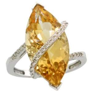   Marquise Cut (20x10mm) Citrine Stone, 7/8 (22mm) wide, size 7.5