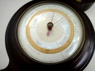 1937 vintage TAYLOR INLAID WOOD BAROMETER thermometer★  