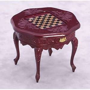  Dollhouse Miniature Mahogany Inlaid Game Table: Everything 