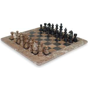   The Chess Store Staunton Marble Chess Set Black & Marina Toys & Games