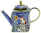 KELVIN CHEN Enamel Mini Teapot  Cat & Sunflower