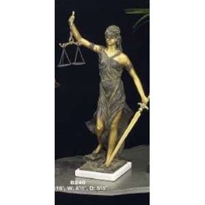 Lady Justice Bronzed Statue on Marble Base