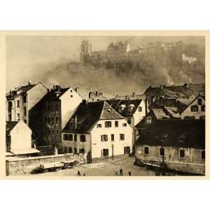 1934 Heidelberg River Neckar Germany Castle Wolff City   Original 