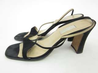 VERA WANG Black Leather Strappy Sandals Heels Size 7.5  