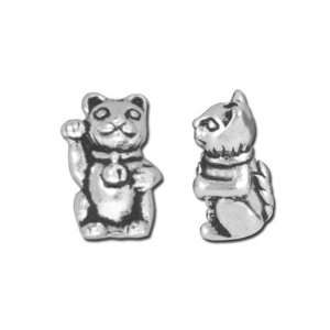  12mm Antique Silver Beckoning Cat Bead by TierraCast Arts 
