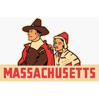   Massachusetts Pilgrim Couple Travel Decal Magnet: Automotive