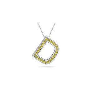  1/4 (0.21 0.27) Cts Yellow Diamond D Initial Pendant in 