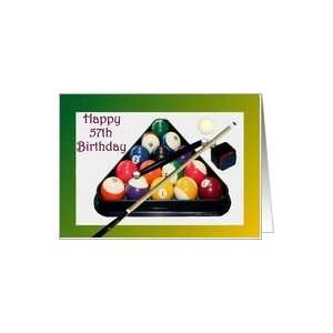   Age Specific 57th ~ Racked Pool Balls, Cue & Chalk Card Toys & Games