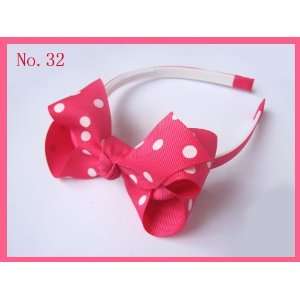  ABC Big Bow Headband   Hot Pink with White Polka Dots 