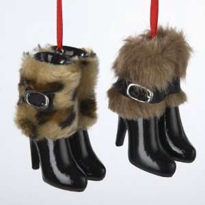   High Heeled Boots with Fur Christmas Ornaments 3 Home & Kitchen