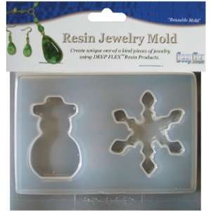  Resin Jewelry Mold 2 Cavity Snowman/Snowflake