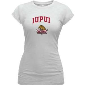  IUPUI Jaguars White Womens Arch Logo Vintage T Shirt 