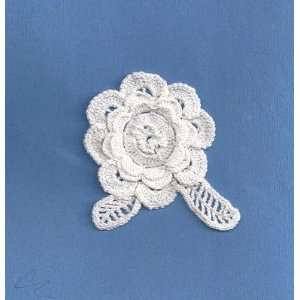Crocheted Ivory Lace Layered Flower  3 x 2 3/4.   Decorative Lace