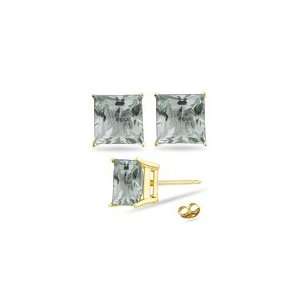  5.60 Ct Green Amethyst Stud Earrings in 18K Yellow Gold 