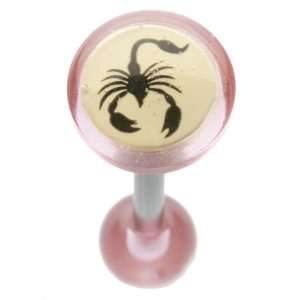  14G 5/8 Pink Scorpion Symbol Straight Barbell Jewelry