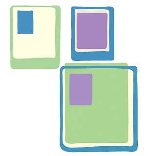 Cool Groovy Modern Blue Green Purple Squares 25 Wallies Decorate Walls 