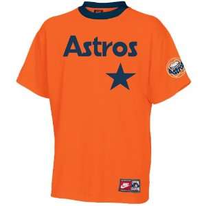  Nike Houston Astros Orange Tackle Ringer T shirt: Sports 